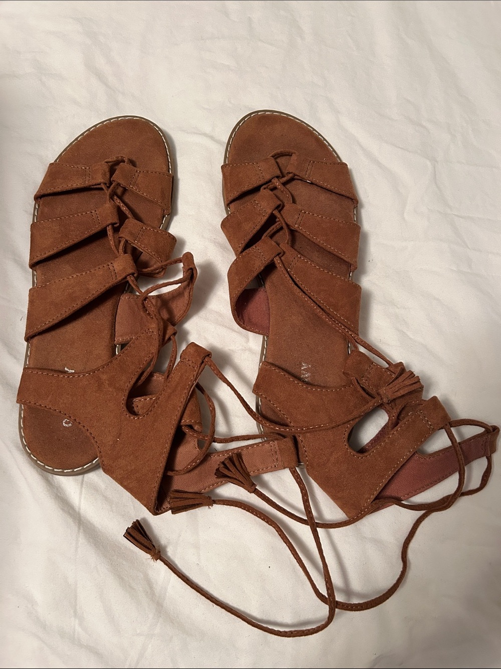 Old Navy Brown Suede Lace-Up Gladiator Sandals